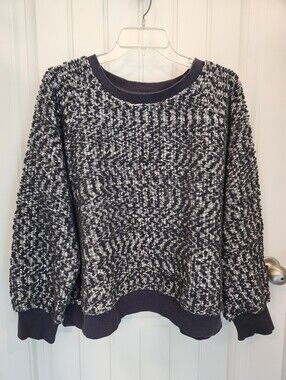 LOFT Boucle Sweater XXL Coastal Gray Textured Cozy Pullover Sweatshirt
